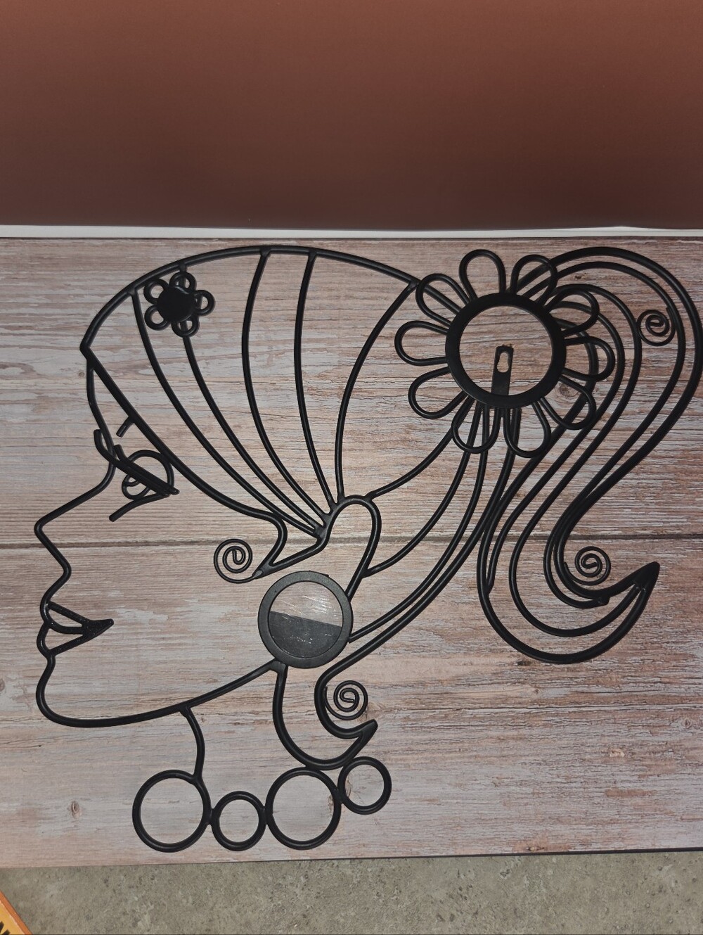 Black Metal Woman Profile Wall Art Setβ Floral Hair Accent